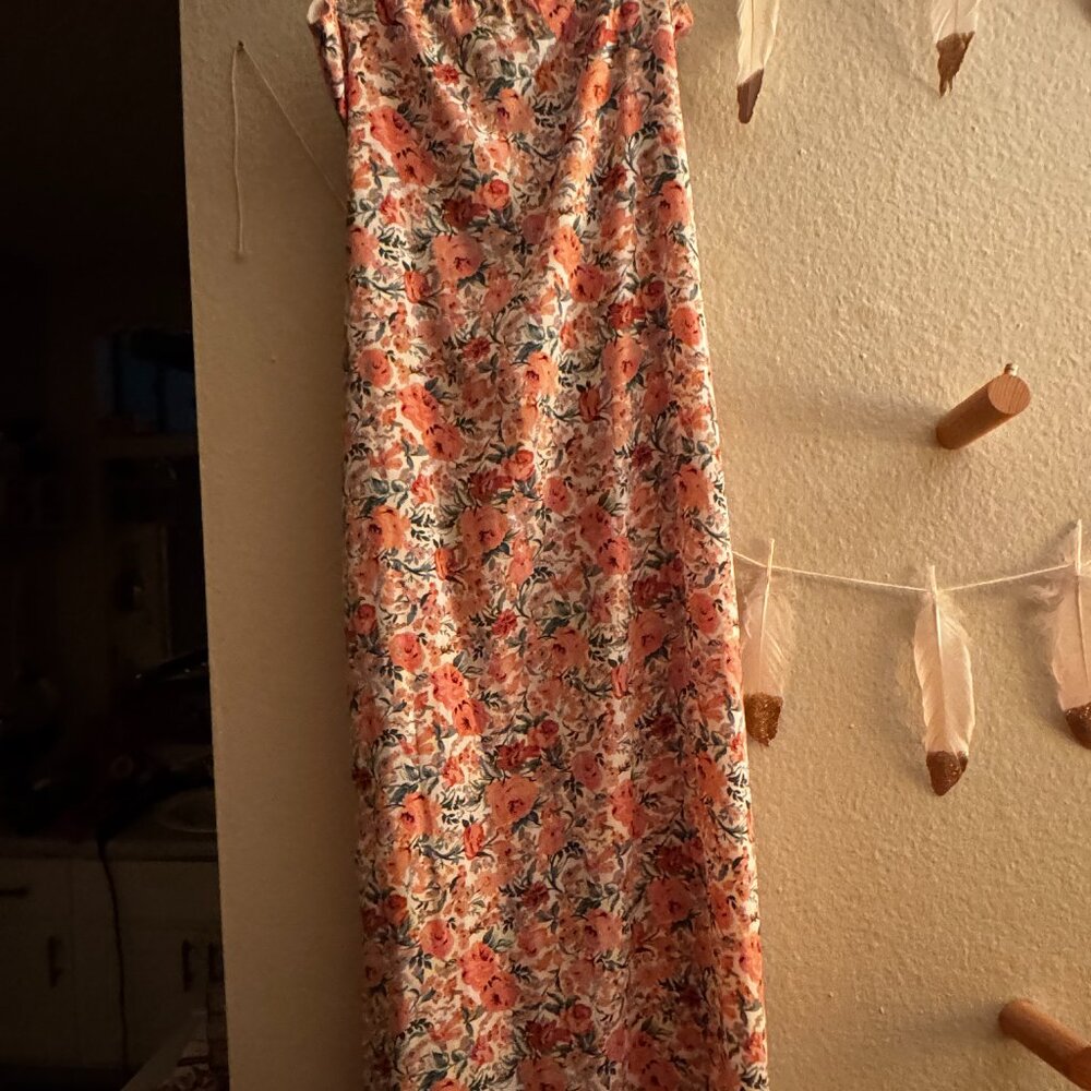 Nastygal bandeau belted floral dress